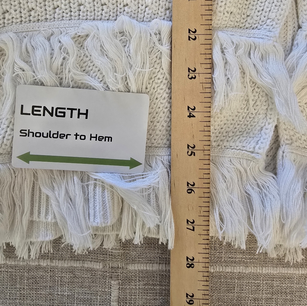 Lily Pulitzer Small 100% Cotton Fringe Hem White Sweater - Picture 10 of 11
